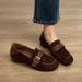 2026 Spring New Vintage Style Round-Toe Flat Loafers For Women, Versatile And Comfortable Suede Woven Slip-On Women's_vogvips.com