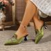 Cross-border Popular Casual Ethnic Half-slippers For Women, High-heeled Pointed-toe With Embroidered Flowers, Elegant_vogvips.com