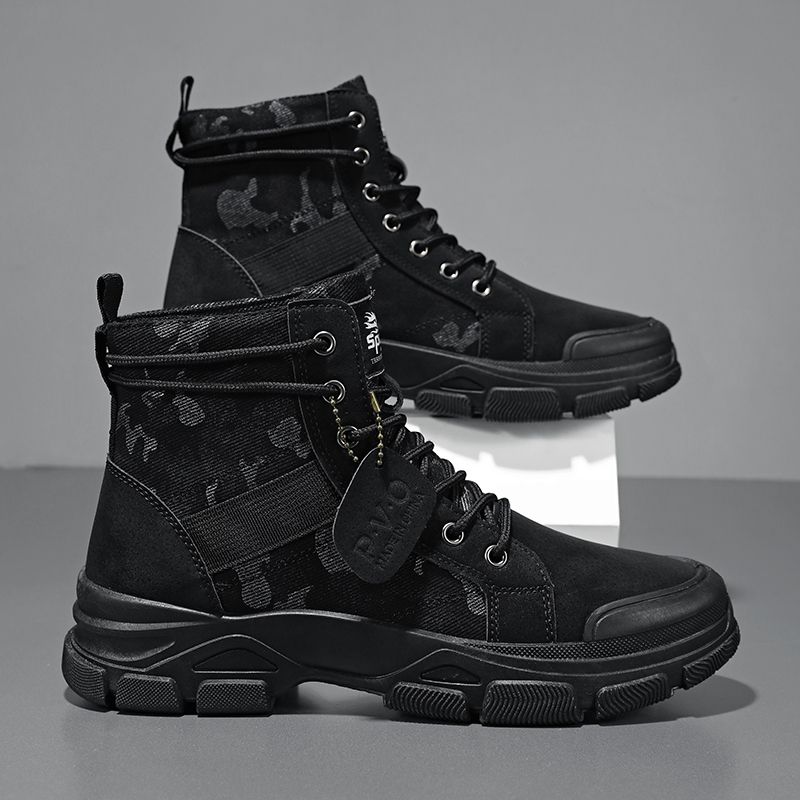 Camouflage Martin Boots Men, High-Top, Autumn And Winter Canvas Casual Work Shoes, Large For Wide Feet, Men's Shoes Size_vogvips.com