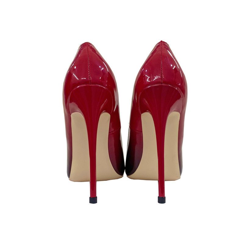 Women's Gradient Color High Heels Size 33-46 12CM Pointed Stiletto Shallow Mouth Single Shoes Celebrity Style_vogvips.com