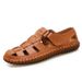 Summer Breathable Outdoor Hollow Out Leather Baotou Soft Sole Cowhide Men's Sandals_vogvips.com