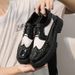 Euro Step Men' Leather Derby Thick Sole Height Increaing Britih Brogue Black White Buine Formal Veratile Caual Trendy_vogvips.com