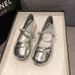 Silver French Pearl Mary Jane Small Leather Shoes Women's Spring And Autumn Versatile Retro Light Mouth Flat Bottom With Skirt_vogvips.com