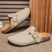 Crestar Fashion Clogs Slippers For Women Classic Suede Men Mules Cork Footbed Leather Potato Shoes With Arch Support_vogvips.com
