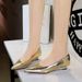 7200 French Retro Banquet Pointed-toe Wedge Women's With Metallic Finish, Elegant Hand-grained Texture, Comfortable And_vogvips.com