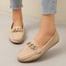 New Doudou Shoes Women Round Head Low Heel Metal Chain Casual Wear Single Shoes_vogvips.com