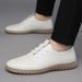 Suitable For All Seasons 【Hand-Sewn】Soft Leather Soft Sole Men's Slip-On Casual White Shoes_vogvips.com