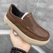 ShoeVault Top Layer Cowhide Casual Wide Version Slip-On Height Increasing Thick Sole Lightweight Online Comfortable Men's Shoes_vogvips.com