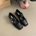 Square Headed Shallow Mouth Bow Single Shoe 2025 New Korean Version Small Leather For Women, British Coarse Heel Mary_vogvips.com