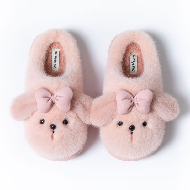 Diseng Cotton Shoes For 2024 New Furry Slippers Cute Cartoon Women Winter Home Plush Versatile Warm Couple_vogvips.com