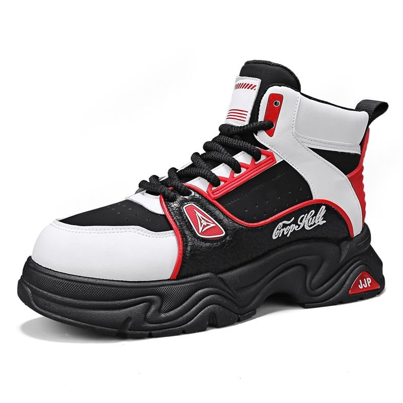 Men's Classic Leather Martin Boots With Anti-Slip Sole, Round Toe & Casual Lace-Up Design For Everyday Wear (Black/Red, Black/White, Milan)_vogvips.com