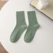 Women's & Men's Cotton Mid-Crew Socks With Soft Breathable Fabric, Solid Color & Starry Dot Design, Double Needle Stitching For All Seasons_vogvips.com