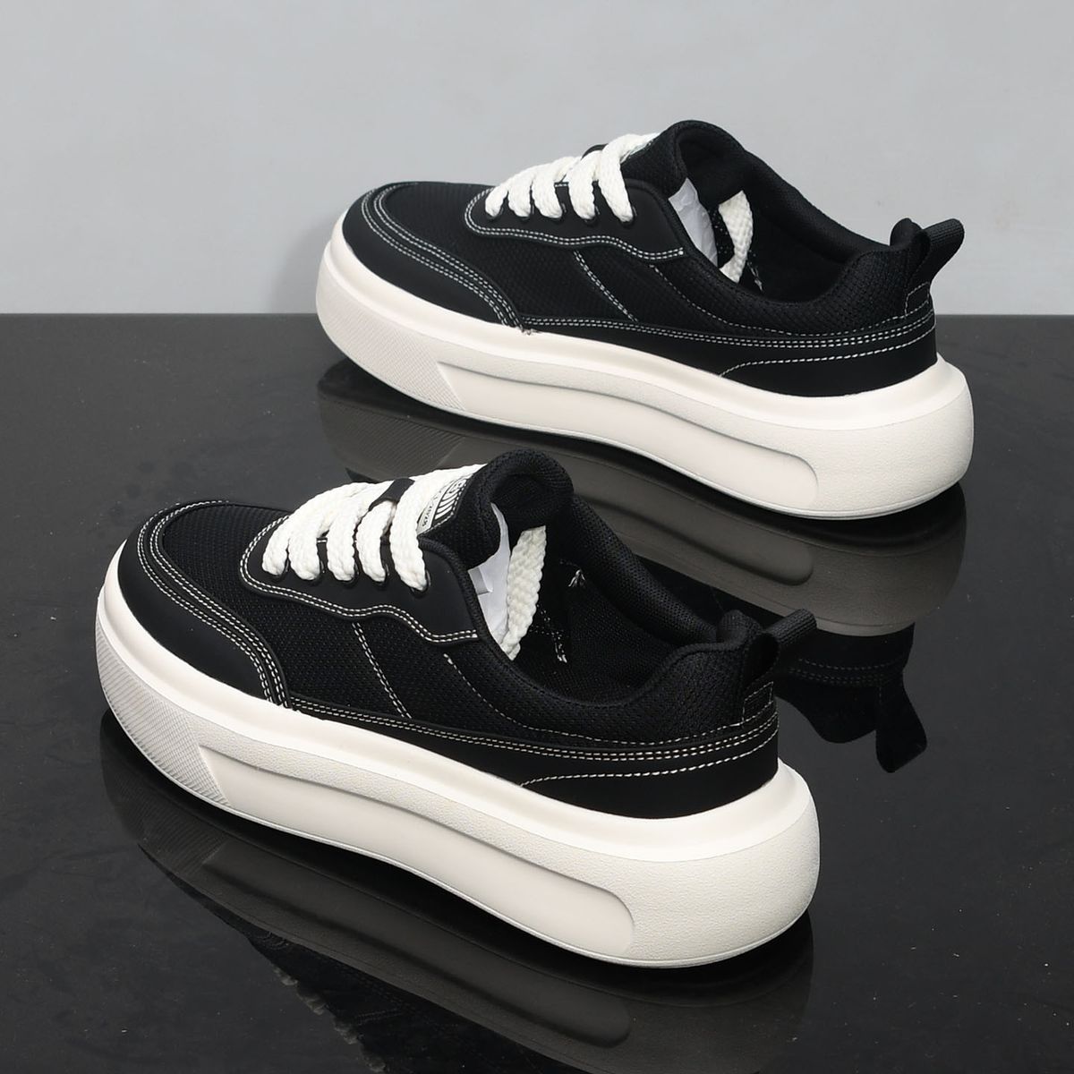 Men's Breathable Mesh Casual Sneakers Fashion Thick Sole Platform Shoes Cushioned Walking Shoes_vogvips.com