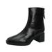 High Short For Women 2025 Super Popular Thick Heel Brown New Mid-Calf Women's Leather Winter Square Toe Slim Boots_vogvips.com
