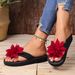 2025 New European And American Fashion Flower Clip-Toe Flip-Flops For Women, Outdoor Beach Flat Sandals_vogvips.com