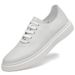 Suitable For All Seasons Men's New Large Size Genuine Leather Sneakers Trendy Casual Pure White Loafers Slip-On Shoes_vogvips.com