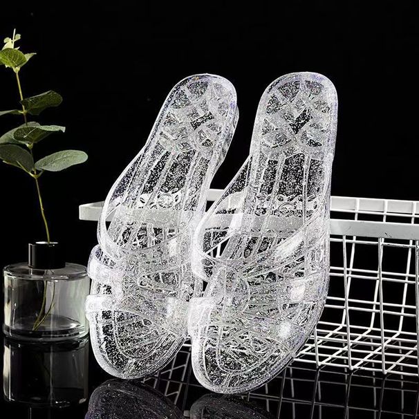 Crystal Women's Slippers Non-Slip Transparent Jelly Deodorant Bath Plastic Bathroom Indoor Home Summer Fashion Outdoor_vogvips.com