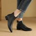 2025 New Autumn Winter Bare Pointed Toe Low Chunky Heel Single Soft Leather French Style Fleece-Lined Short Cotton Boots_vogvips.com