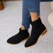 Women's Shoes Flying Woven Pointed Short Barrel Martin Boots Women's Sleeve Thick Heel Medium Heel Breathable Socks Boots_vogvips.com