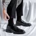 Euro Step 2025 Autumn Winter New Men's Pointed Casual Low-top Thick-soled Business Brogue Rubber Black Leather Shoes 1377-R_vogvips.com