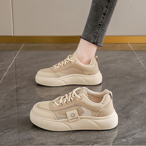 Impression Wind Net Batch Hollow Casual White Student Women's Shoes_vogvips.com