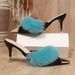 Autumn High Heeled Furry Fashion Slippers For Women Plus Size 43 Stiletto Heel Open Toe Pointed Toe Casual Sandals_vogvips.com