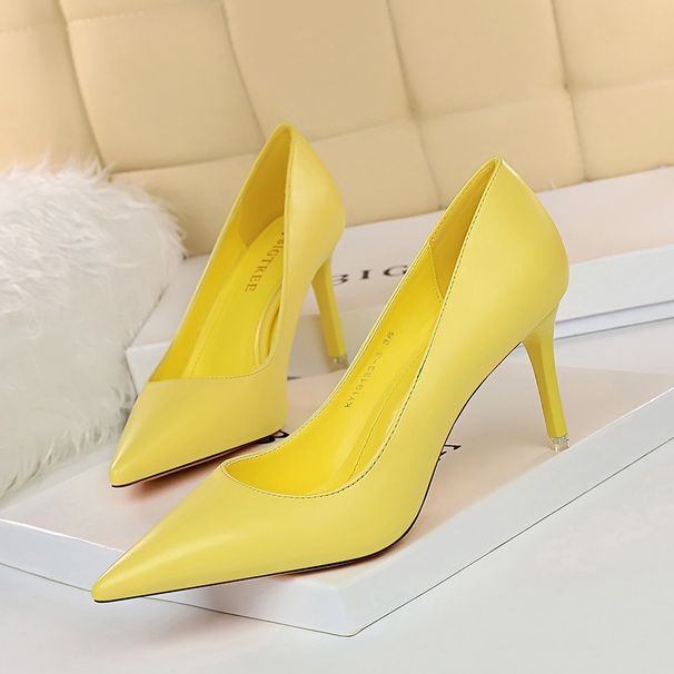 Fashion Simple All Match Women's Shoes Stiletto High Heel Shallow Mouth Pointed Professional OL Thin Women's Shoes_vogvips.com