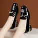 New Style Chunky Heel Large Size Rhinestone Square Toe Comfortable Casual Loafers Sole Soft Leather Fashion Breathable_vogvips.com
