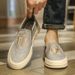 Slip-On Canvas Men's Summer Breathable Thin Casual Cloth Ice Silk Lazy Loafers Bean Shoes_vogvips.com