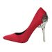 Pumps Pointed Toe Single Women S Wedding Red Bridal Shoes Metal Hollow Suede Stiletto High Heels_vogvips.com