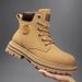 European Warm Series Martin Yellow Unisex 2025 New Genuine Leather Thick Sole Autumn Casual Height Increasing Kick Work Boots_vogvips.com