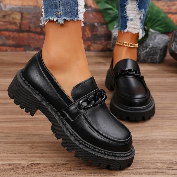 Large Size Loafer Small Shoes For Women Black Platform Small Shoes For Women Small Single Shoes_vogvips.com