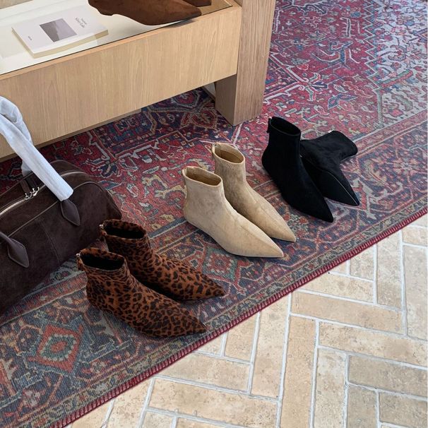 2025 Autumn Winter New French Style Pointed Toe High Heel Stiletto Short For Women Elegant Suede Back Zipper Slim Boots_vogvips.com