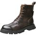 European Warm Series New Fleece-Lined British Style High-Top Leather Men's Martin Mid-Top Work Boots, Trendy Motorcycle Boots_vogvips.com