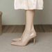 Women's High-heeled Shoes With Thin Heels Pointed Toes In Burgundy, Unique Design, Sexy And Elegant, Nude Shiny French_vogvips.com