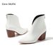Women's Snake Print Pointed Toe Ankle Boots - Chunky Heel Bare Booties For Fall/Winter_vogvips.com