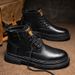 European Warm Series High-top Men's With Ultra-fiber Upper, Height-increasing Thick Sole, Comfortable Casual Work Boots, Waterproof British_vogvips.com