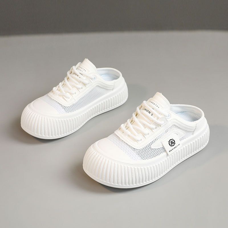 Clearance XT125 New Mesh Half Slip 2025 Summer Trend Hollow Mesh Shoes Breathable Thick Soled Casual Height Increasing Sneakers_vogvips.com
