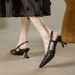 French-style Pointed-toe Hollow Woven High-heeled Shoes, New Summer Model, Breathable, With A Single Strap, Shallow Cut,_vogvips.com