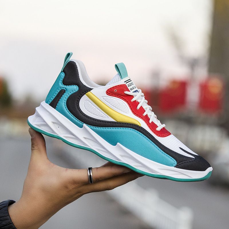 Mens Multi Color Mesh Chunky Non Slip Sneakers Breathable Shock Absorbing Daily Footwear Athletic Running Shoes_vogvips.com