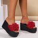 Women's High Heeled Roman Sandals Floral Strappy Platform Shoes Summer Beach Shoes_vogvips.com