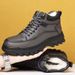 Winter Men's High-Top Fleece-Lined Warm Leather Shoes Black Korean Style Martin Boots Thickened Casual Cotton Shoes Dad_vogvips.com