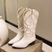 Embroidered Western Cowboy For Women 2025 Autumn Winter New Large Size Pointed Toe Over-the-Knee Long Chunky Heel High_vogvips.com
