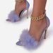 Furry Pointed Toe Stiletto High Fish Mouth Large Women S Sandals Large Size Heel Shoes_vogvips.com