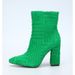 Chic Green Chunky Heel Boots For Women – Fashionable Pointed Toe Mid-Calf Boots With Side Zipper, Perfect For Fall & Winter_vogvips.com