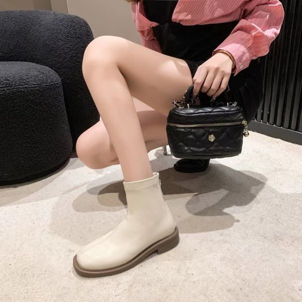 Women's Ankle 2025 New Summer Slim French Style Barefoot Make Feet Look Small Soft Leather Thick Sole Boots_vogvips.com