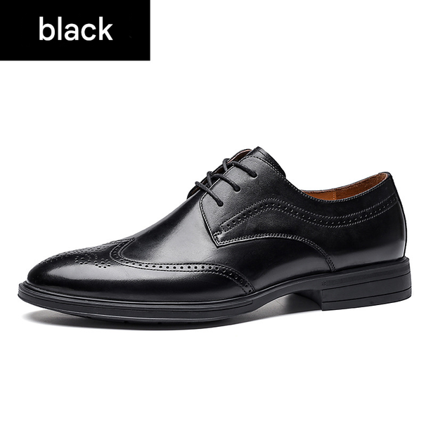 Euro Step Brogue Carved Top Layer Cowhide Business British Style Wedding Casual Men's Leather Shoes Comfortable For Work_vogvips.com