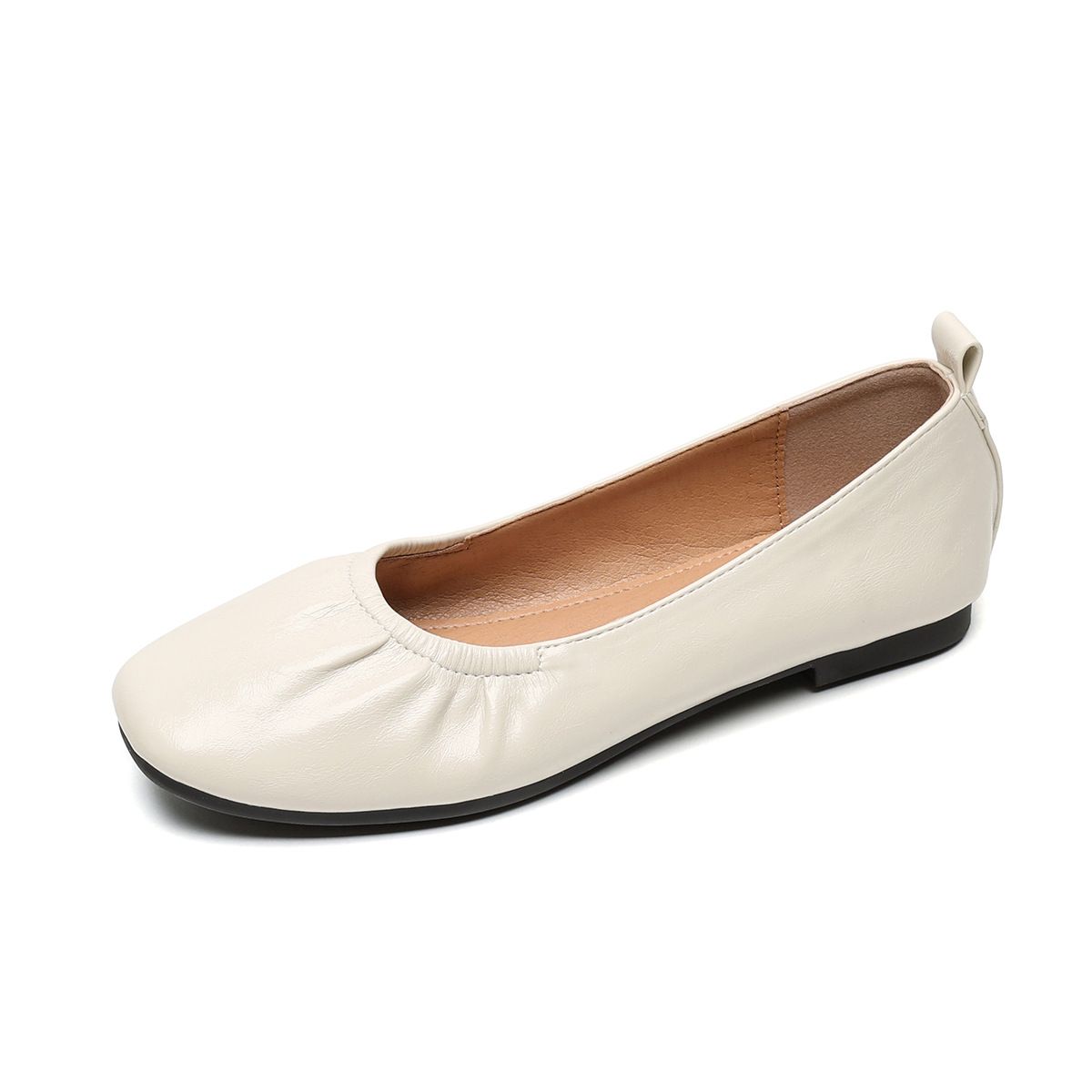 French Retro Soft-soled Ladyshoes Gentle Temperament Pleated Silver Light Mouth Flat-soled Single Shoes Women_vogvips.com