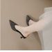 2025 Summer New Rhinestone Mid-Heel Closed-Toe Petite W, Thin Heel Pointed Toe Cross-Border Fashion Half Mules For_vogvips.com