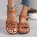 Summer Women Floral Decor Wedge Sandals Adjustable Buckle Hollow Out Non-Slip Sole Daily Beach Casual Walking Shoes_vogvips.com